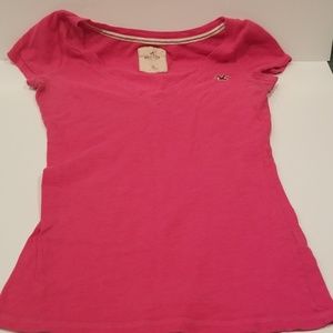 Hollister XS pink short sleeve shirt v-neck